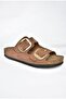 P777517402 Tan Suede Double Striped Women's Slippers - 6