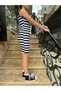Women's Crochet Striped Summer Saran Knitwear Dress - 4