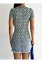 WOMEN'S SHORT SLEEVE SQUARE COLLAR VISCOSE BLOUSE BLZ11870 - 4