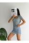 WOMEN'S SHORT SLEEVE SQUARE COLLAR VISCOSE BLOUSE BLZ11870 - 5