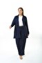 WOMEN'S LARGE SIZE LYcra VISKOSE PANT CARDIGAN NAVY BLUE SET - 2