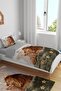 Red Lion and Cub Patterned Single Baby Kids Bedding Set - 2