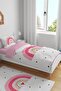 Pink Rainbow Patterned Single Baby Kids Bedding Set - 2