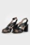 WOMEN'S BLACK GENUINE NATURAL LEATHER HEELED SANDALS, NUMBER 35-40 - 2