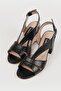 WOMEN'S BLACK GENUINE NATURAL LEATHER HEELED SANDALS, NUMBER 35-40 - 3