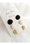 3-Piece Black Gold White Polymer Clay Earring Set Sea Shell Oyster - 2