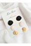3-Piece Black Gold White Polymer Clay Earring Set Sea Shell Oyster - 4