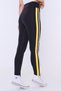 Women's Black High Waist Strengthening Sports Leggings with Yellow and White Stripes on the Side Women's gym - 2