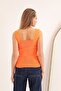 Knitwear Fabric Square Collar Women's Crop Orange Color-Blouse - 5