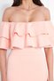 Powder Boat Neck Ruffle Detail Stretch Fabric Off Shoulder Midi Length Evening Dress Pencil Dress - 7