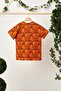 Boy's 100% Cotton Combed Oversize Orange Patterned T-Shirt Soft Bandana SET OF 2 Series 5 - 8