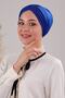 Women's Three-Striped Cross Ready-made Turban Outer Bonnet Cobalt Blue - 2