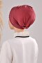 Women's Three-Striped Cross Ready-made Headscarf Outer Bonnet Dry Rose - 3
