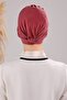 Women's Three-Striped Cross Ready-made Headscarf Outer Bonnet Dry Rose - 4