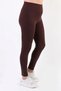 Women's Brown Plus Size Leggings with High Waist, Stretchy Ribbed Waistband, and Corset Detail - 7