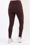 Women's Brown Plus Size Leggings with High Waist, Stretchy Ribbed Waistband, and Corset Detail - 8