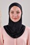 Hijab Hijab Cross Bonnet with Neck Collar Combed Cotton Lycra Flexible Ninja Bonnet Black