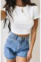 Women's Black Ribbed Crew Neck Camisole Crop Blozz - 2