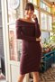 Women's Plum Madonna Collar Lycra Dress ELB-19000753 - 3