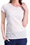 Women's Cream Color Short Sleeve Capri Pajama Set 7569 - 2