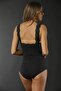 Women's Dark Gray Cotton Lycra Lace Strappy Bodysuit - 2