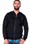 Cj141 Zippered Elastic College Collar Black Men's Coat