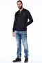 Cj141 Zippered Elastic College Collar Black Men's Coat - 4