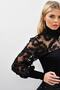 Women's Black Tulle Sleeve Ruffle Accessory Blouse BK894 - 2