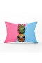 Modern Rectangular Pillow - Blue Pink Pineapple Patterned Throw Pillow Cover