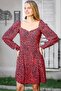 Women's Leopard Patterned Pentagonal Collar Lined Woven Dress M10160000EL97518