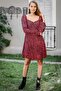 Women's Leopard Patterned Pentagonal Collar Lined Woven Dress M10160000EL97518 - 4