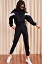 Women's Black Color Block Tracksuit Set TKM-19000040