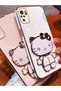 Water Green Hello Kitty Stand Edge Gold Detailed Luxury Silicone Case for Xiaomi Redmi Note 10S - 3