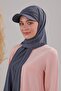 Women's Hijab Hat and Bonnet Ready-made Shawl Dark Gray Anthracite