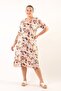 WIDE SIZE SHORT SLEEVE DRESS WITH LARGE FLOWER BLACK LEAVES - 4