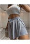 Light Gray Lycra Short Sports Short Skirt - 3