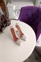 Zara Stoned Completely Transparent Stiletto Women's Shoes with White Edge 11cm Champagne Heels - 2
