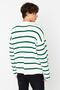 Yeşil Casual Unisex Oversize Fit Geniş Kalıp Bisiklet Yaka Çizgili Triko Kazak TMNAW23KZ00285 - 6