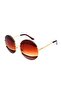 Women's Sunglasses Round Design Gold Frame Brown Glass