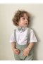 Green Cotton Harem Salopet Classic Short Sleeve Shirt with Bow Tie - 6