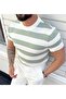 Men's White-Water Green Regular Fit Knitwear T-Shirt - 2