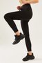 Women's Black High Waist Ornamental Pocket Detailed Lace-Up Tights - 4