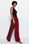 Bordo Wide Leg/Geniş Paça Dokuma Kumaş Pantolon TWOAW22PL0139 - 7