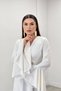 Crepe Fabric Sleeves Flywheel Detailed Maxiboy Evening Dress - WHITE - 3