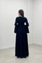Crepe Fabric Sleeves Flounce Detailed Maxiboy Evening Dress - BLACK - 5