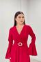 Crepe Fabric Sleeves Flounce Detailed Maxiboy Evening Dress - RED - 4