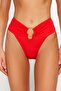 Koyu Kırmızı Aksesuarlı Regular Yüksek Bel Bikini Altı TBESS22BA00001 - 4