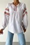 Women's White New Season Embroidered Ethnic Blouse - 6