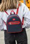 Oslo Women's Navy Blue Red Backpack with Double Inner Pocket Detail and External Zipper Eyes. - 8