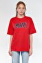 Women's Blue Logo Printed Red T-Shirt 1600843 -82054 - 3